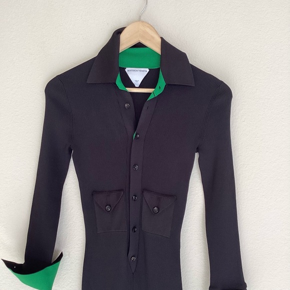 Bottega Veneta Black Ribbed Silk Blend Jumpsuit SZ XS - Picture 3 of 9